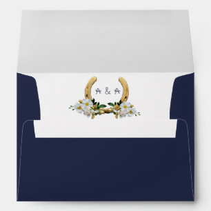 Navy Blue Envelope Matches Country Style Horseshoe
