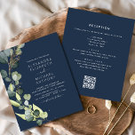 Navy Blue Eucalyptus QR Code Wedding Invitation Flyer<br><div class="desc">Get ready to set the tone for your upcoming wedding with our beautiful and budget-friendly all in one QR code eucalyptus wedding invitations. These invitations feature a stunning eucalyptus design, bringing a touch of nature to your special day. With a budget-friendly price point, you can have the perfect invitation without...</div>