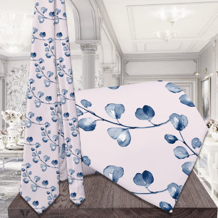 Navy Blue Eucalyptus Wedding Blush Pink Neck Tie