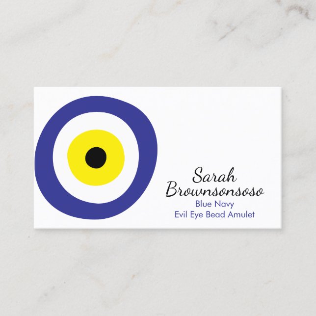 Navy Blue Evil Eye Amulet Minimalist Nazar Business Card (Front)