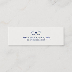 Navy Blue Eyeglasses Logo Ophthalmologist Mini Business Card