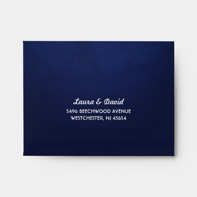 Navy Blue Fade & White Moon & Stars RSVP RETURN Envelope (Front)