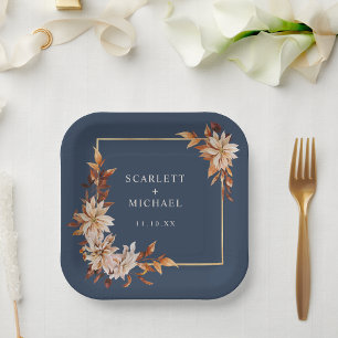 Navy Blue Fall Paper Plate