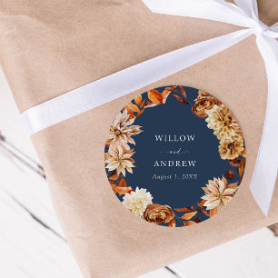 Navy Blue Fall Wedding Sticker