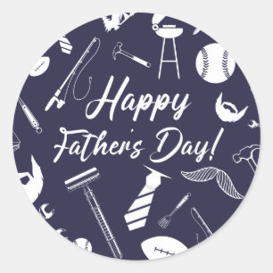 Navy Blue Father's Day Classic Round Sticker