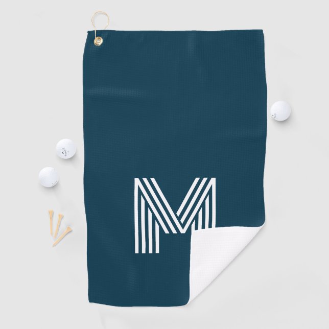 Navy Blue Fathers Day Simple Monogram Golf Towel (InSitu)