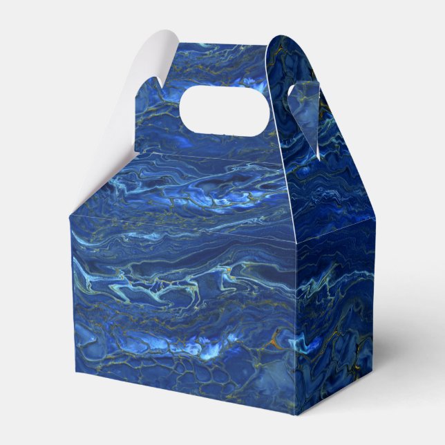 Navy Blue & Faux Gold Marble Acrylic Abstraction Favour Box (Front Side)