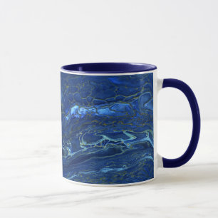 Navy Blue & Faux Gold Marble Acrylic Abstraction Mug