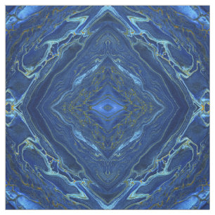 Navy Blue & Faux Gold Marble Diamonds Pattern Fabric