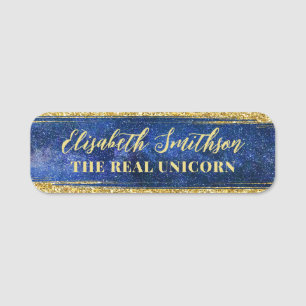 Navy Blue Feminine Celestial Personalised ID Badge