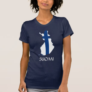 NAVY BLUE Finland Flag Map "Suomi" T-Shirt
