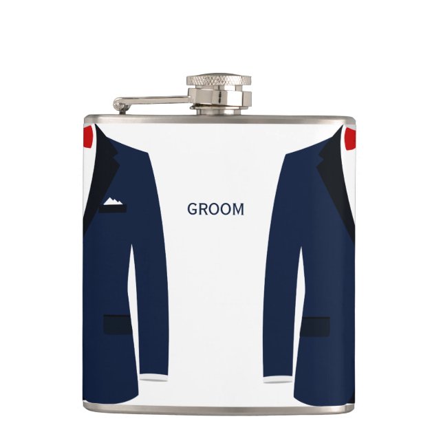 Navy Blue Flask Gay Wedding Gift For Groom (Front)