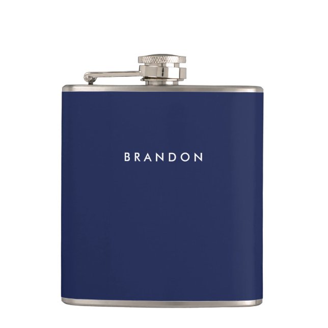 Navy Blue Flasks For Men With Name (Front)