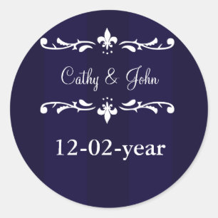 navy blue fleur de lis envelope sticker