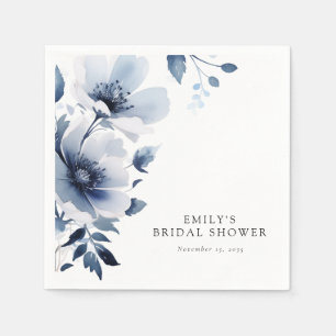 Navy Blue Floral Bridal Shower Napkin