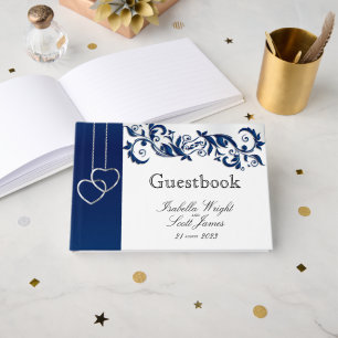 Navy Blue Floral Design  - Guestbook