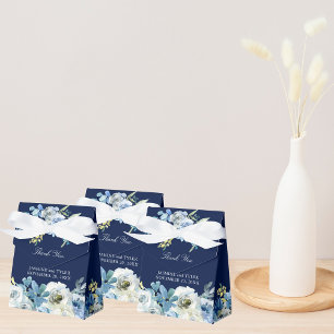 Navy Blue Floral Elegant Evening Wedding Favour Box