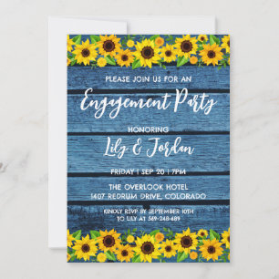 navy blue floral engagement party invitations