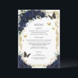 Navy Blue Floral Gold Butterflies Quinceanera  Program<br><div class="desc">Designed to co-ordinate with our Navy Blue Floral collection, this elegant menu features watercolor navy blue flowers and butterflies. Personalise it with your own wording and details easily and quickly, simply press the customise it button to further re-arrange and format the style and placement of the text. Double sided. Great...</div>