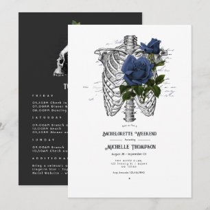 Navy Blue Floral Gothic Bachelorette Weekend Invitation