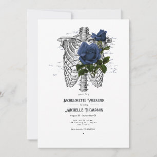 Navy Blue Floral Gothic Bachelorette Weekend Invitation