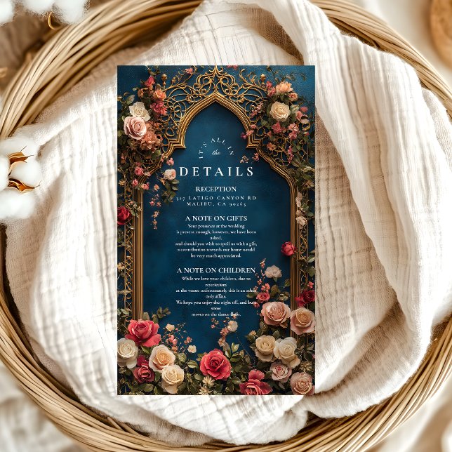 Navy Blue Floral Islamic Wedding Enclosure Card (Creator Uploaded)