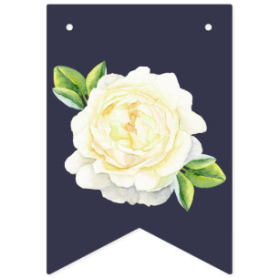 navy blue floral Ivory Rose wedding party BUNTING