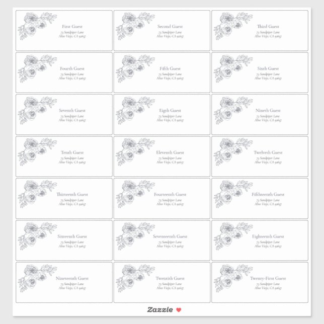 Navy Blue Floral Line Art Guest Address (Sheet)