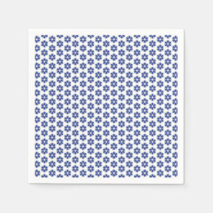 Navy Blue Floral Mosaic Napkin