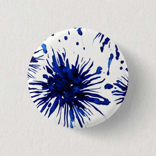 navy blue floral pattern 3 cm round badge (Front)