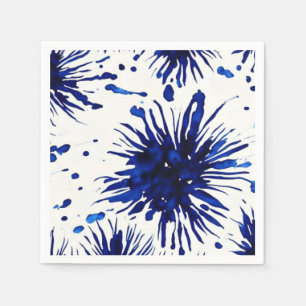 navy blue floral pattern napkin