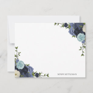 Navy Blue Floral Personalise and Monogram Card