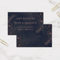 Navy Blue Floral Shower Gift Registry Insert Card