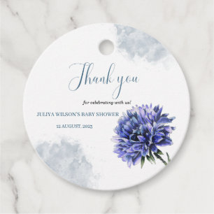 Navy blue floral simple boy baby shower  favour tags