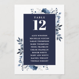Navy Blue Floral Table Number Seating Chart