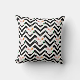 Navy Blue Floral Throw Pillows
