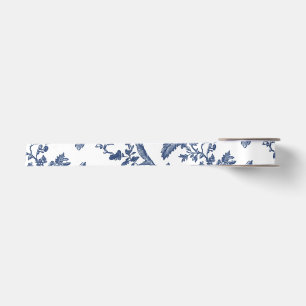 Navy Blue Floral Vine Toile Garden Party Satin Rib Ribbon