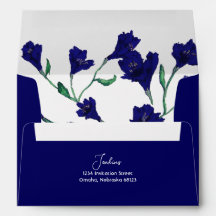 Navy Blue Floral Watercolor Wedding