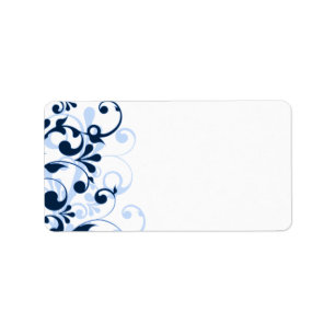 Navy Blue Floral Wedding Blank Address Label
