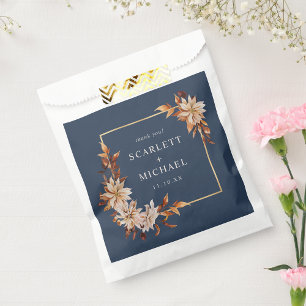 Navy Blue Floral Wedding Favour Bag