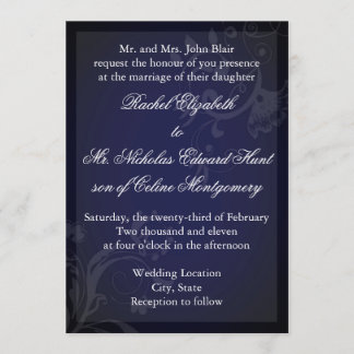 Navy Blue Flourish Invitation
