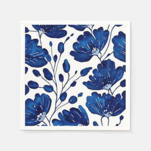 Navy blue flower pattern napkin