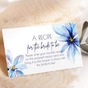 Navy blue Flower Recipe for the bride Enclosure Card