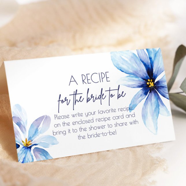 Navy blue Flower Recipe for the bride Enclosure Card (Creator Uploaded)