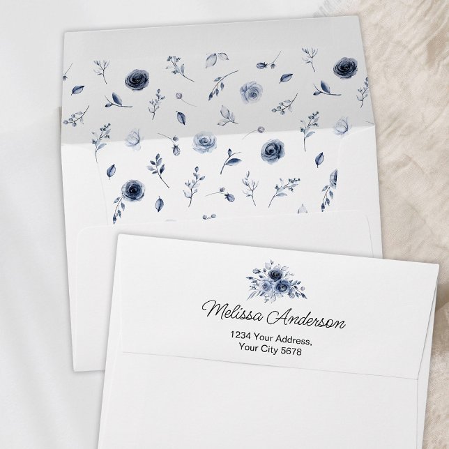 Navy Blue Flowers Envelope (Creator Uploaded)