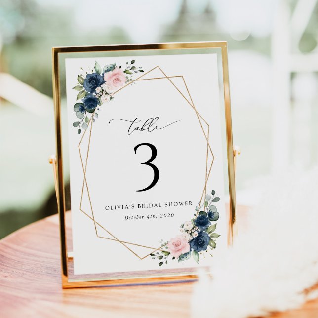 Navy Blue Flowers, Pink Flowers, Table Numbers (Creator Uploaded)