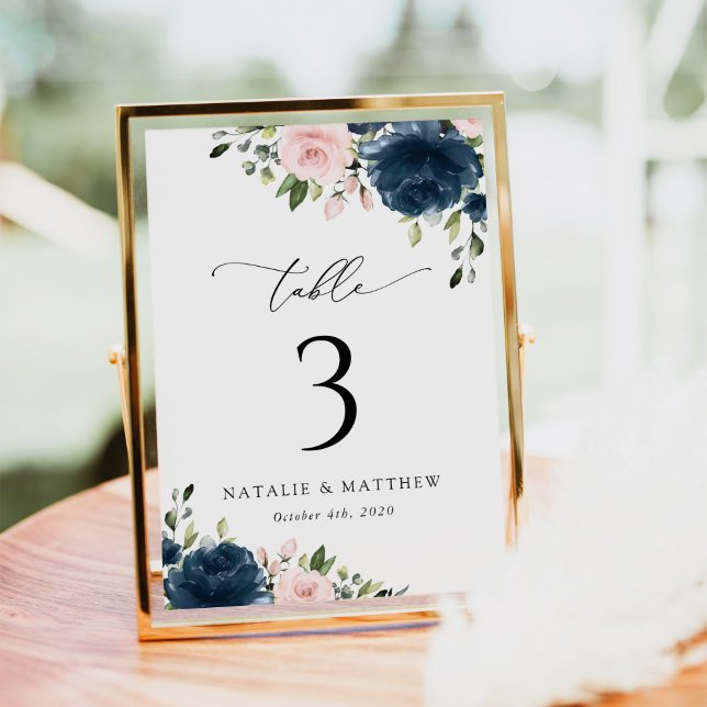 Navy Blue Flowers, Pink Flowers, Table Numbers (Creator Uploaded)