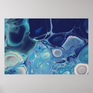 Navy Blue Fluid Abstract Modern Marble Swirl Art Poster