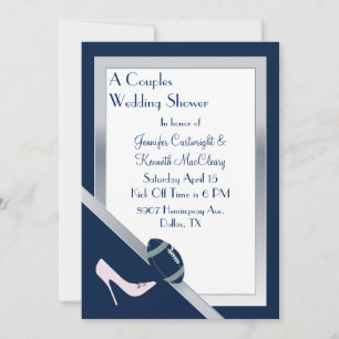 Navy Blue Football Wedding Shower Invitation