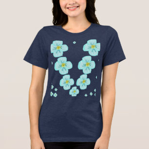 Navy Blue Forget-Me-Not Flower Pattern T-Shirt Tri-Blend Shirt